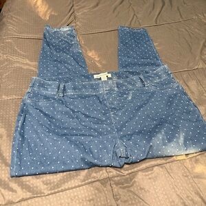 Amazon Essentials Jeans Women's Size Xxl Blue Polka Dot Pull On